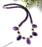 Designer Natural Zambian Amethyst & Peridot Sterling Silver Necklace - Image 5