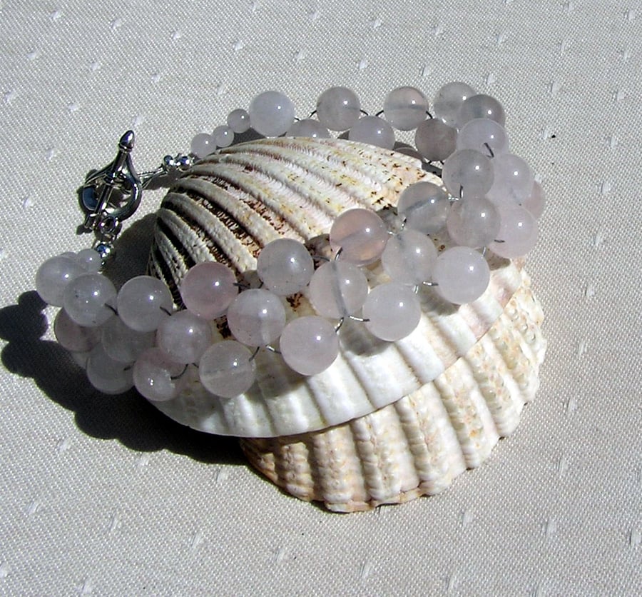 Crystal Gemstone Woven Cuff Chakra Bracelet "Sunset Blush" - Sale Price