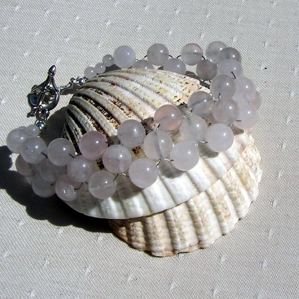 Crystal Gemstone Woven Cuff Chakra Bracelet "Sunset Blush" - Sale Price