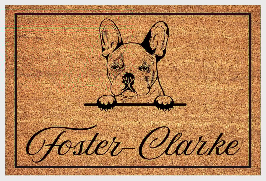 French Bulldog Door Mat No.2 - Personalised French Bulldog Welcome Mat - 3 Sizes