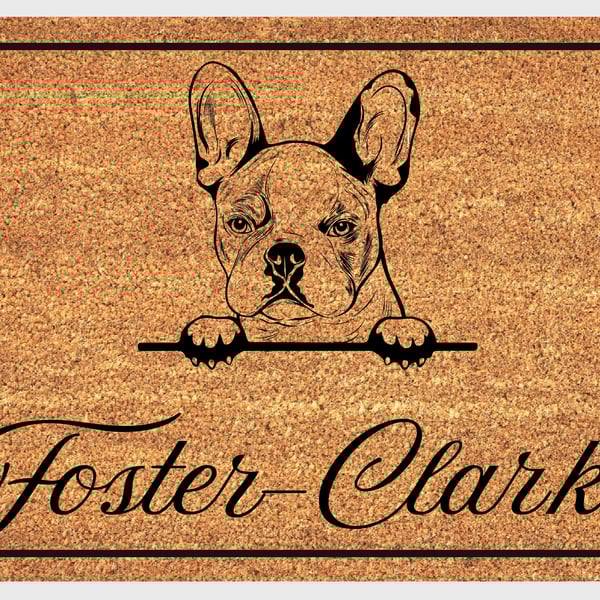 French Bulldog Door Mat No.2 - Personalised French Bulldog Welcome Mat - 3 Sizes