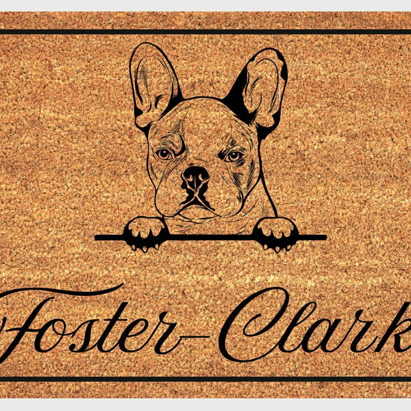 French Bulldog Door Mat - Personalised French Bulldog Welcome Mat - 3 Sizes