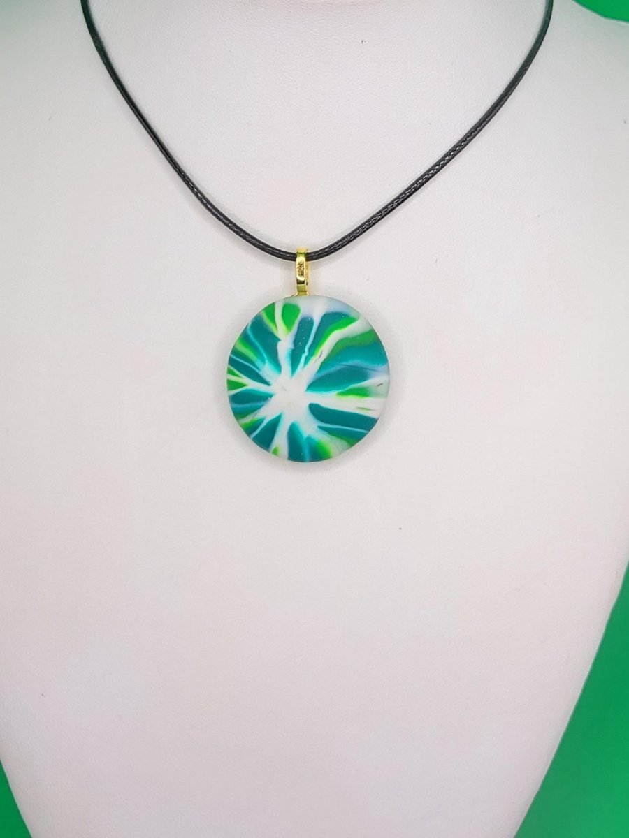Small Handmade Polymer Clay Pendant Necklace, Artisan Boho Jewellery (30mm)