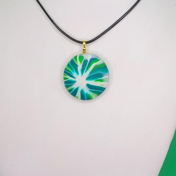 Small Handmade Polymer Clay Pendant Necklace, Artisan Boho Jewellery (30mm)
