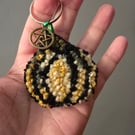 Autumn handmade pumpkin punch needle keyring bag accessory 