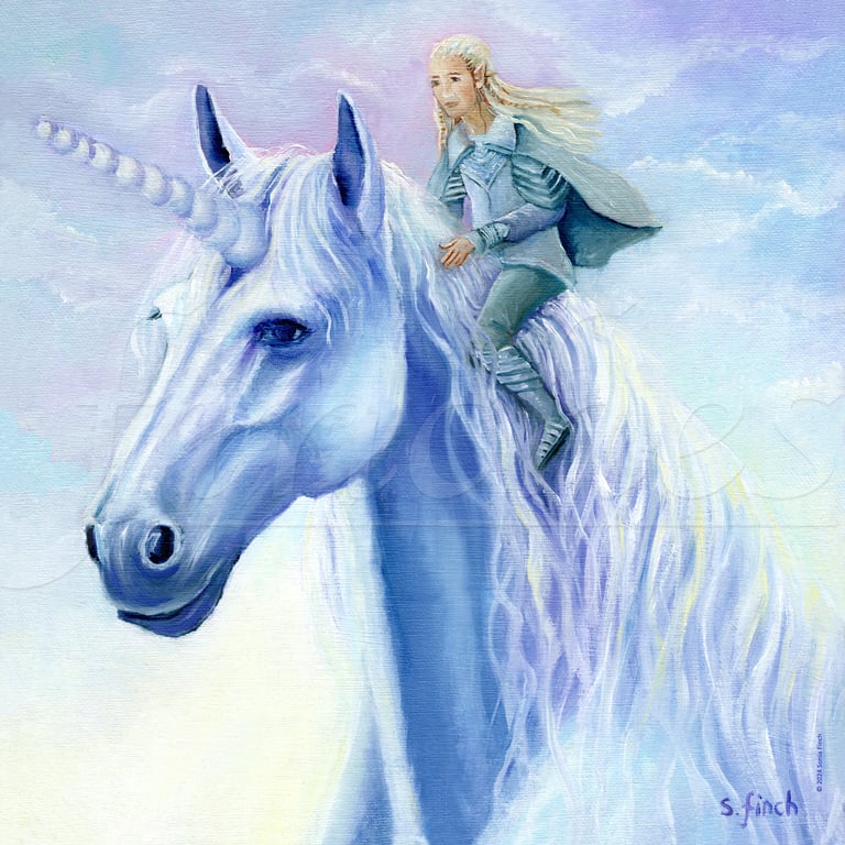 Winter Unicorn Elf Rider - Limited Edition Giclée Print