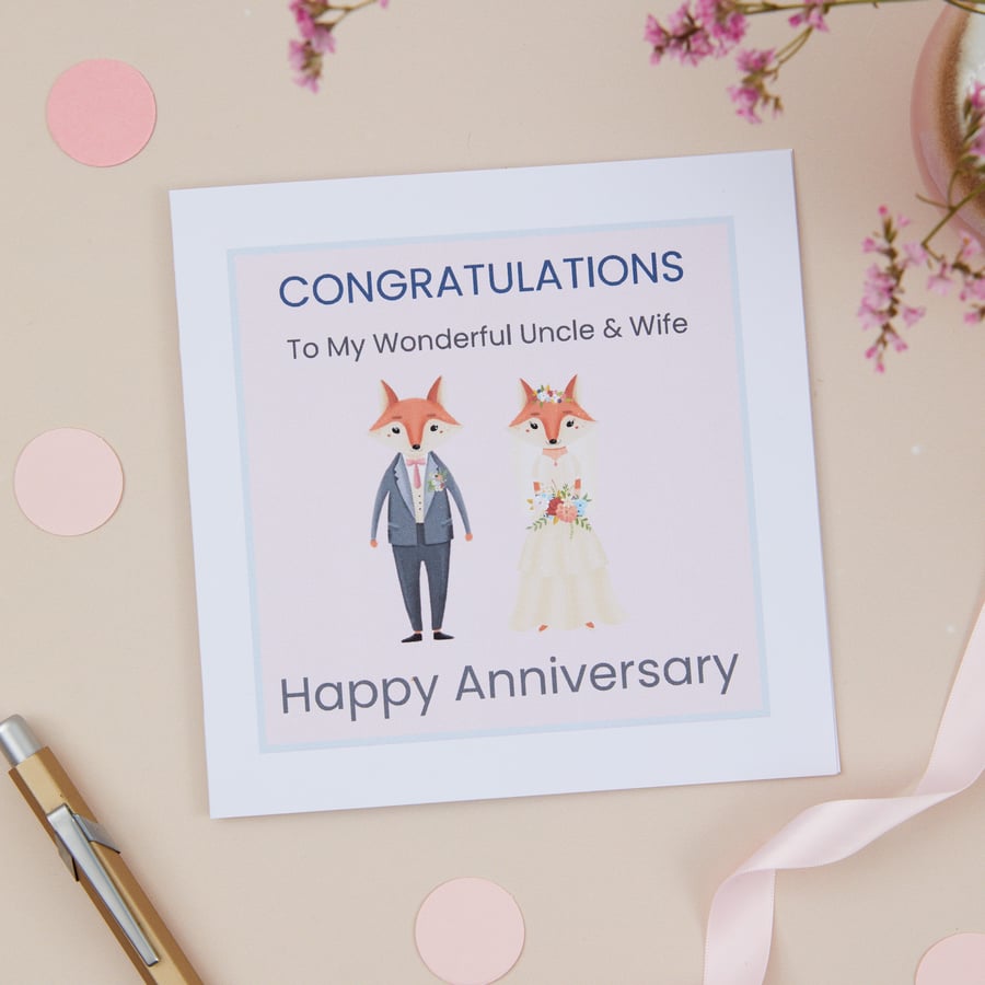 Uncle & Wife Anniversary Card, Uncle Anniversary Card, Uncle Wedding Anniversary