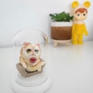 Handmade Polymer Clay Cat Sculpture - The Sommelier's Pause