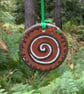 Hand painted Ceramic Yule Log Hanging Decoration, Christmas Hanger - Image 1