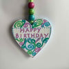 Pretty happy birthday wooden heart