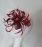 Burgundy Wine and Creamy Ivory Feather and Sinamay Fascinator 