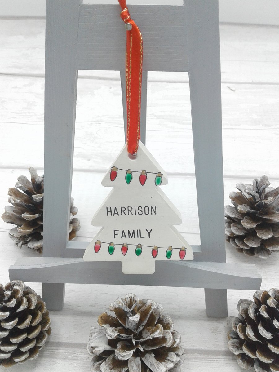 Christmas decoration. Personalised ceramic decoration. Ceramic tree.