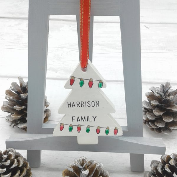 Christmas decoration. Personalised ceramic decoration. Ceramic tree.