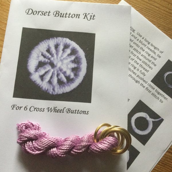 Kit to Make 6 x Dorset Cross Wheel Buttons, Sea Pink 