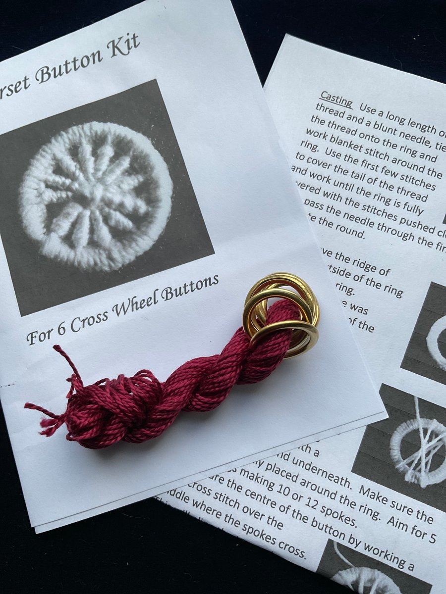 Kit to Make 6 x Dorset Cross Wheel Buttons, Burgundy