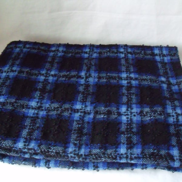 tartan skirt length of fabric and zip in blue and black, 39 x 59 inches
