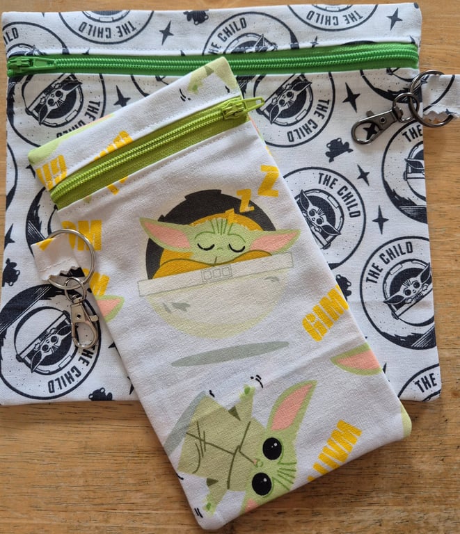 Handmade Grogu-The Child Inspired Zip Pouches - set of 2