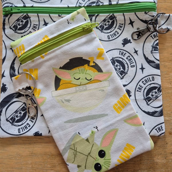 Handmade Grogu-The Child Inspired Zip Pouches - set of 2