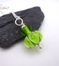 green bubbles lampwork glass pendant necklace