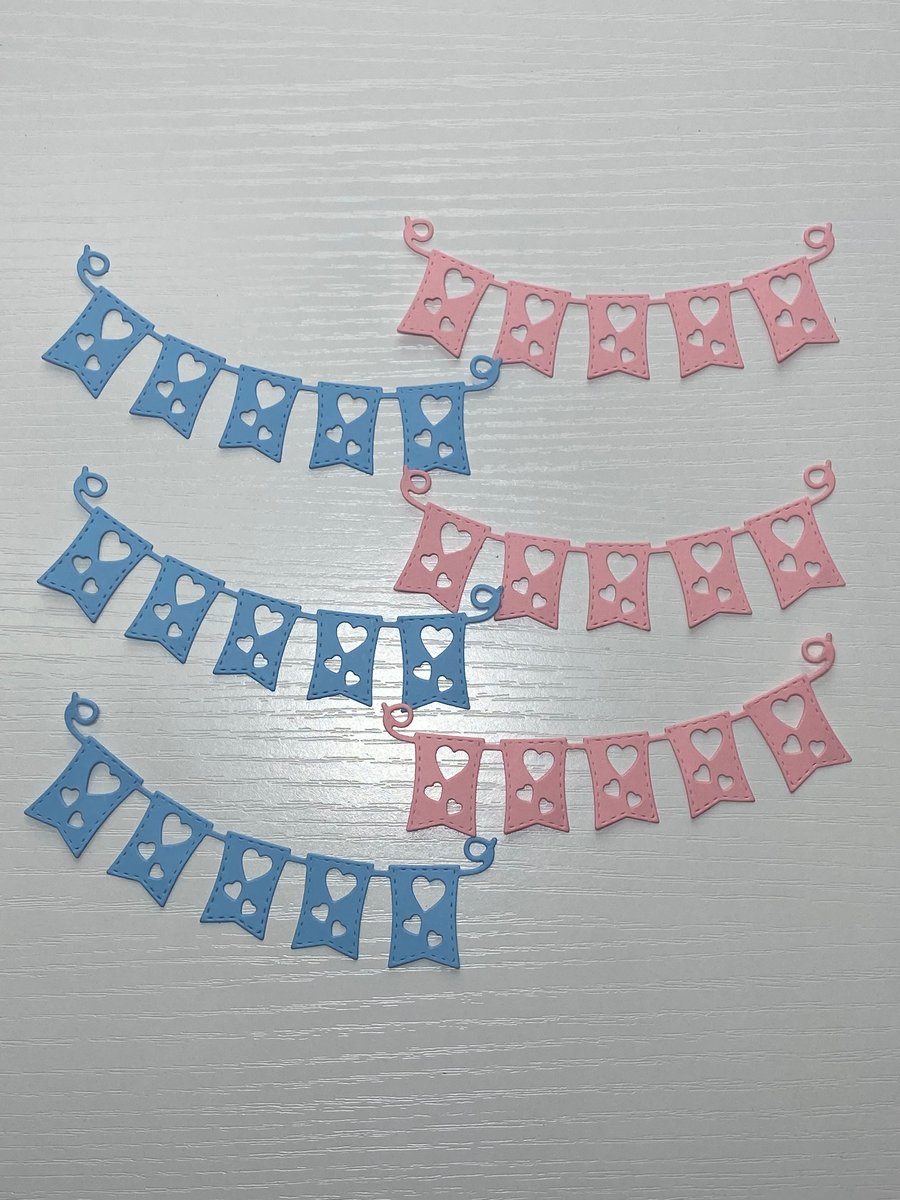 Bunting Paper Die Cut Card Toppers Embellishments Handmade Card Making 6pcs