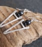 Silver Arrowhead Dangle Earrings with Hematite Beads