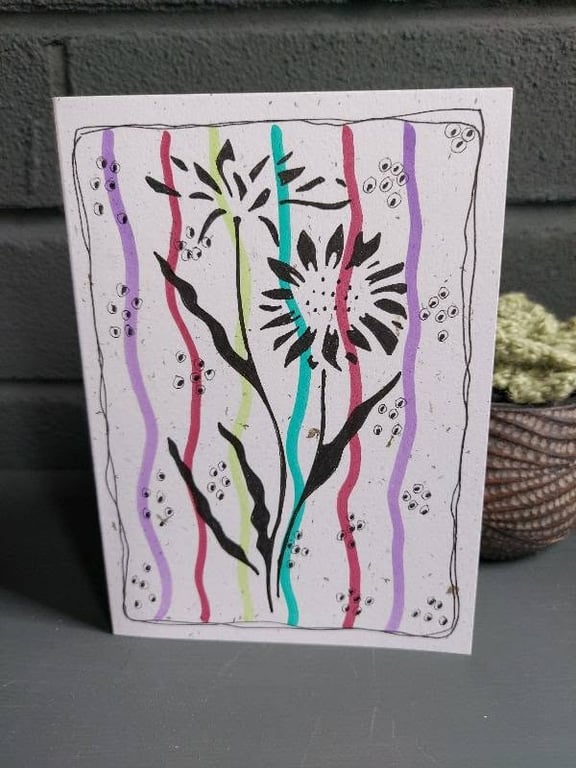 Modern botanical illustration greeting card - candy stripes