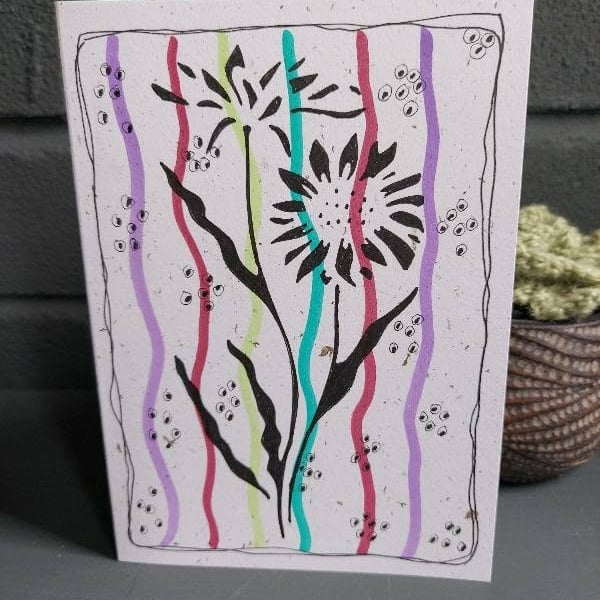 Modern botanical illustration greeting card - candy stripes