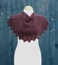 Natural black Shetland wool & cerise cotton lace edged scarf shawl - design S122 - Image 2