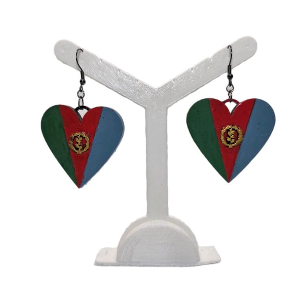 Eritrean flag earrings, love Eritrea,  loveheart jewellery, african queen, 