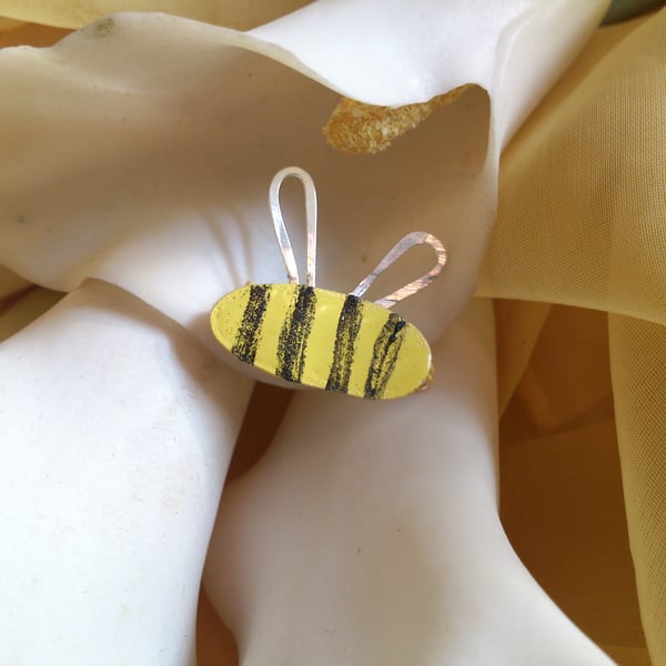 Bee enamelled brooch