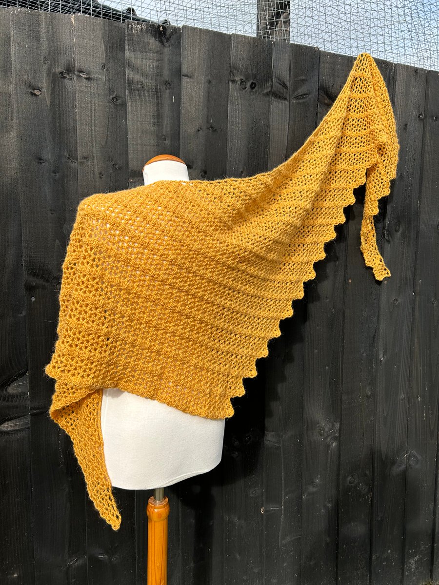 Egg yolk yellow merino wool asymmetrical oversized scarf wrap shawl 