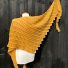 Egg yolk yellow merino wool asymmetrical oversized scarf wrap shawl 