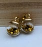 Glass Christmas bauble earrings - gold stars - Image 3