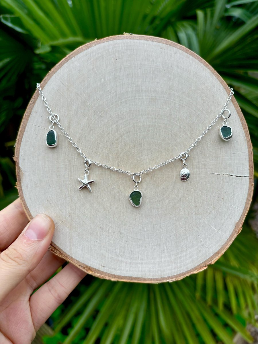 Seaglass choker, Sea glass necklace