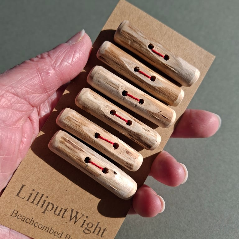 Six chunky driftwood toggle buttons