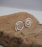 Silver Studs, Sterling silver spiral stud Earrings