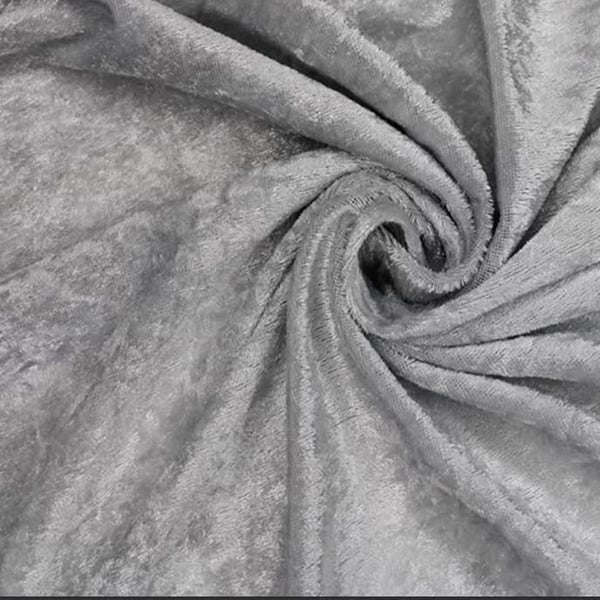 crushed velvet fabric material stretch 1 metre soft silver light grey 