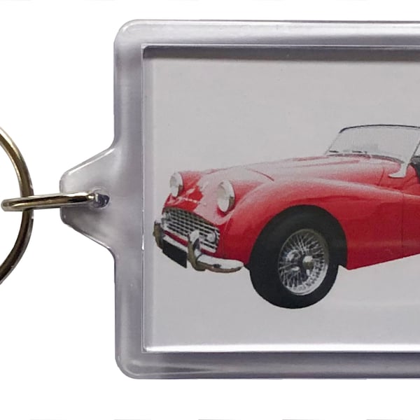 Triumph TR3 1958 - Keyring with 50x35mm Insert - Car Enthusiast