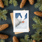 Mountain Cabin, A6 giclée greetings card with recycled brown envelope
