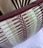 Rosanna cushion: Aubergine, Misty Woods & Sea Mist Blue. Handwoven in Wales - Image 4