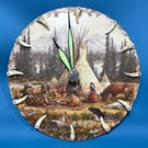 Handmade Native American Inspired Wall Clock with spinning centrepiece