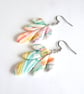 Handmade Multi-Colour Polymer Clay Leaf Earrings with Stainless Steel Hooks