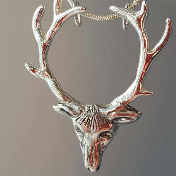 Oisin - Silver Stag's Head Pendant