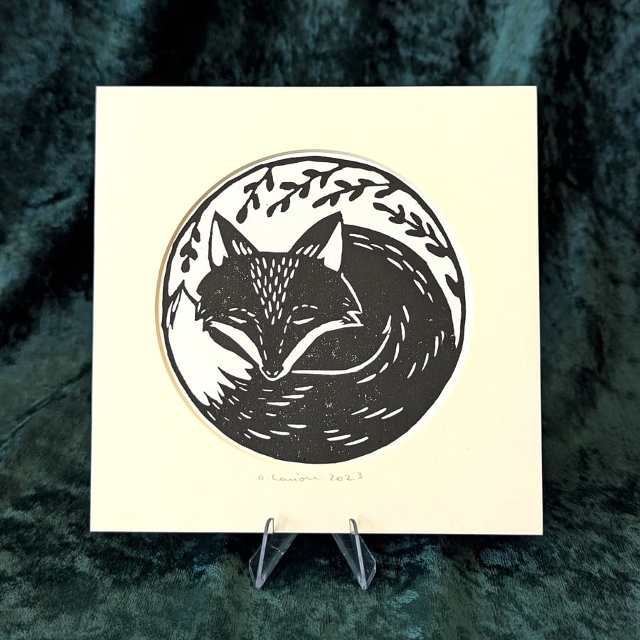 Fox Original Linocut Print