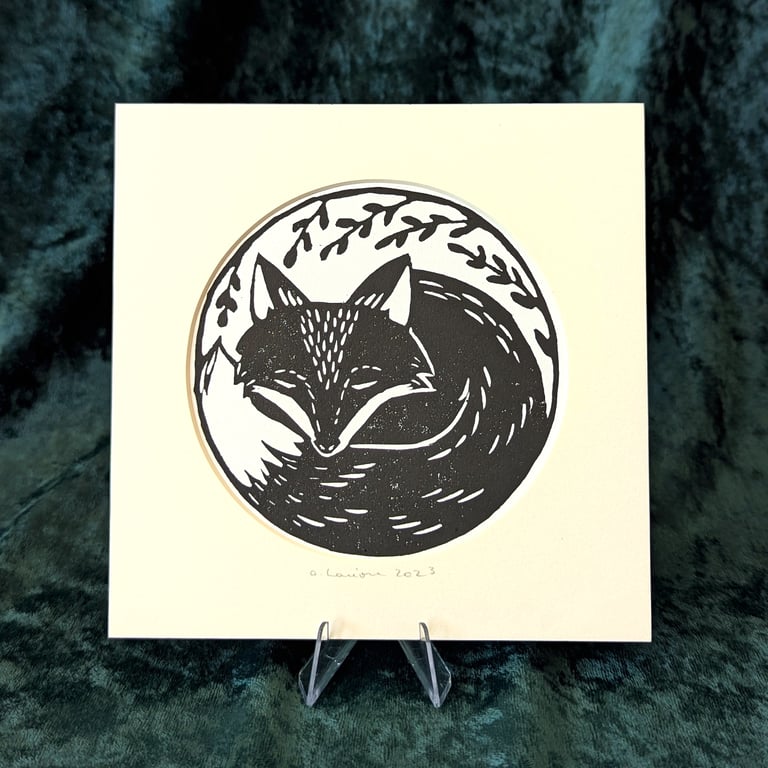 Fox Original Linocut Print