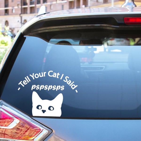 Tell Your Cat I Said Funny Cute Car Window Bumper Decal Vinyl Sticker Laptop Sti