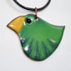 Green enamel bird pendant