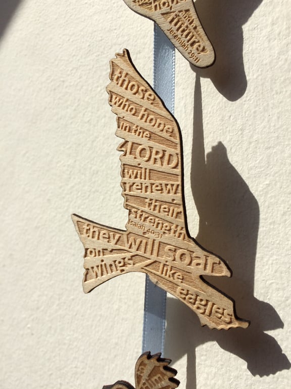 'Laser Tweet' brooch - Isaiah 40:31