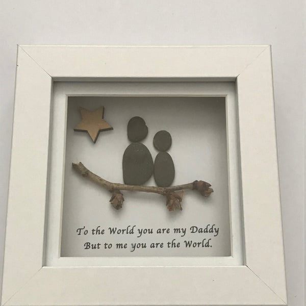 Father's Day Pebble Frame, Father's Day Gift, Pebble Art Box Frame, Birthday Gif