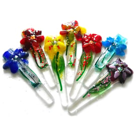 Fused Glass Plant Stake Flower Houseplant or Garden Decoration